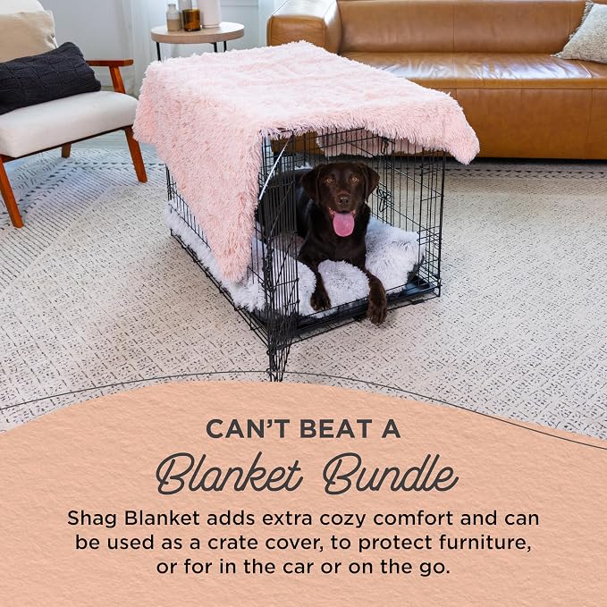 Best Friends by Sheri Bundle Set The Original Calming Shag Donut Cuddler Cat and Dog Bed + Pet Throw Blanket, Cotton Candy Pink, Medium 30x30 - Image 4