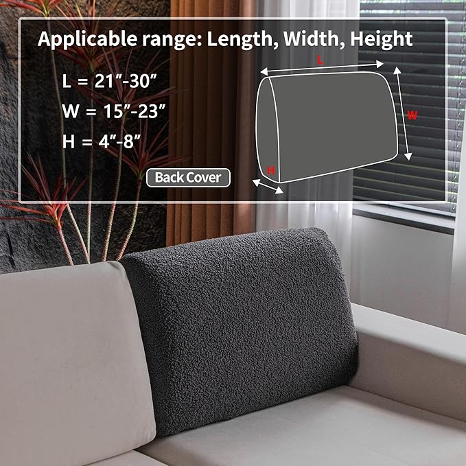 OHSIO Couch Cushion Covers for Sectional Sofa, Stretch Soft Sofa Slipcovers Washable Wear-Resistant Universal Furniture Protector for Living Room(1 Piece Back Couch Cover, Dark Gray) - Image 2