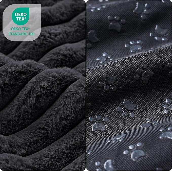 Orthopedic Calming Large Dog Bed Pet Sofa Bed 36''X24'' Black | 2-Sided Pet Couch Large Sized Dog, Soft Egg-Crate Foam Dog Mat, Waterproof Removable Washable Cover, Nonskid Bottom Cat Bed - Image 8