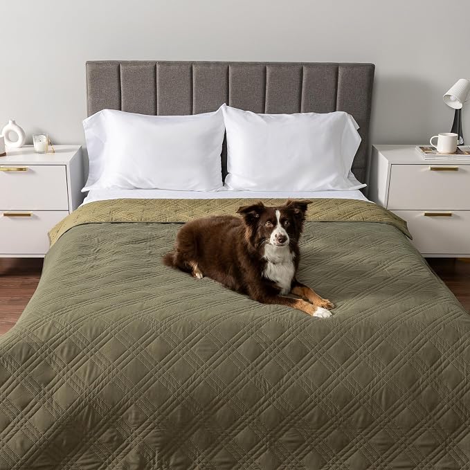 PetAmi Waterproof Couch Cover for Dogs, Non-Slip Leakproof Sofa Furniture Protector for Pet Cat, Machine Washable Bed Blanket for Car Seat, 102x82 Green - Image 2
