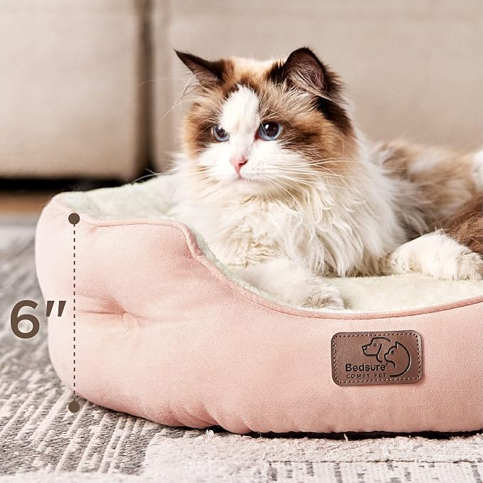 Bedsure Small Dog Bed Washable,Round Cat Beds for Indoor Cats,20in | Peach Pink Soft Plush Pet Bed,Dog Beds for Small Dogs for Puppy and Kittens,Anti-Slip Bottom,Easy to Clean - Image 7