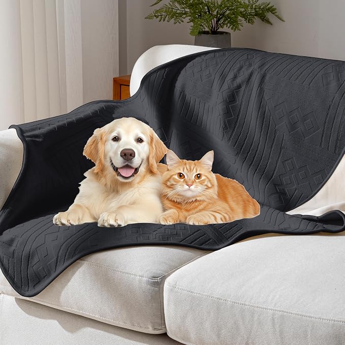 Waterproof Recliner Chair Cover - Washable Double-Sided Velvet and Pattern Reversible Cover for Couch, Bed, Car and Sofa Protection for Dogs, 30x40in/Black by YUEANG
