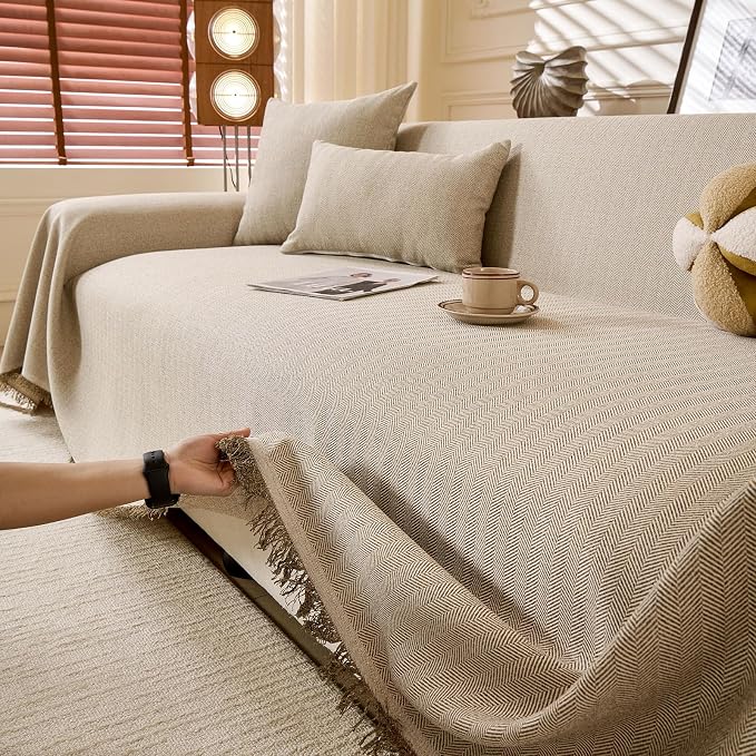 ROOMLIFE Boho Couch Covers for Sofa Washable for 2 Cushion Couch, Non Slip Furniture Protector Sofa Couch Cover for Dogs, Soft Breathable Sofa Slipcover, Couch Throw Blankets with Tassels 71''X118'' - Image 9