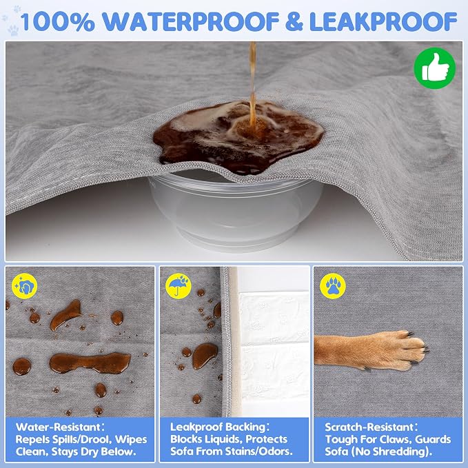Loiion 100% Double-Sided Waterproof Dog Sofa Cover - Anti-Slip, Leakproof Couch Cover, Pet-Friendly Couch Protectors for Puppy, Large Dog, Kids and Pets 118"X91" - Image 5