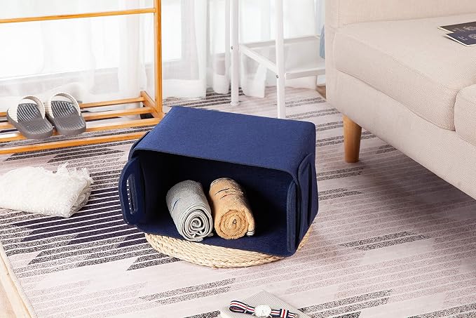 Minoisome Storage Basket Felt Storage Bin Collapsible& Convenient Box Organizer with Carry Handles for Office Bedroom Closet Babies Nursery Toys Laundry (Navy Blue, 13.8inch（L）×9.5inch（W）×8.3inch（H）) - Image 3