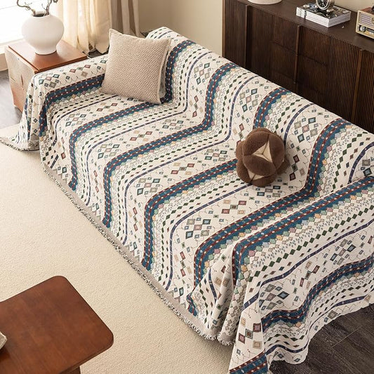 ROOMLIFE Couch Cover 3 Cushion Sofa, Washable Non Slip Furniture Sofa Protector Cover, Soft Chenille Sofa Slipcovers Sectional L Shape Dogs Couch Cover Throw Blanket with Tassels 71''X150'' by ROOMLIFE