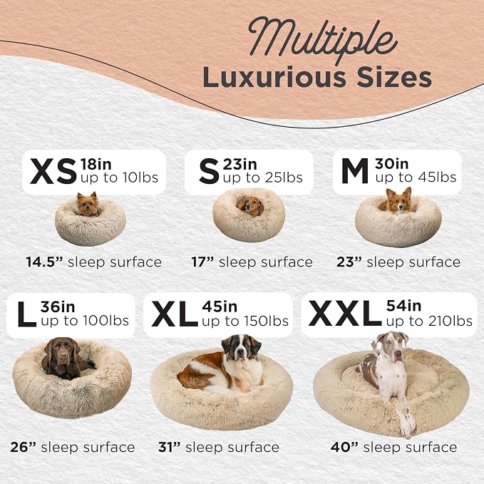 Best Friends by Sheri The Original Calming Donut Dog Bed for Small Dogs up to 25 lbs, Shag Faux Fur, Taupe, 23" x 23" - Image 4