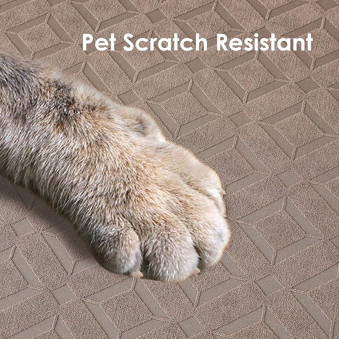 Genina Waterproof Sectional Couch Covers Non Slip Sofa Cushion Covers | L Shape Sectional Fit,Chaise Cover,Stretch Jacquard Fabric,Pet Hair & Scratch Protection,Furniture Protector,Washable - Image 4