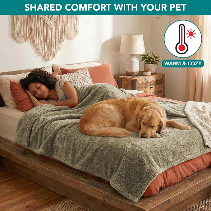PetAmi Fluffy Waterproof Dog Blanket for Couch and Bed, Reversible Sherpa Pet Throw, Pee Proof Furniture Protector Sofa Cover, Washable Cat Blanket for Medium Large Dogs and Cats (Taupe Camel, 60x80) - Image 4