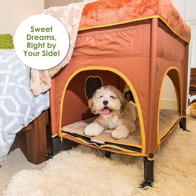 Petique Bedside Lounge Pet Bed, Bunk Bed for Medium Size Pets, Raised Lounge Bed for Cats & Dogs, Lion’s Den Design,Brown, 39.0"L x 22.5"W x 33.5"Th - Image 2