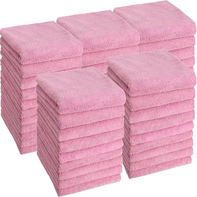 Shimeyao 40 Pack Bleach Proof Towels Microfiber Absorbent Resistant Hair Hand Towels Bulk Quick Dry for Barber Gym Bath Spa Shaving (Pink,16 x 29 Inch) by Shimeyao