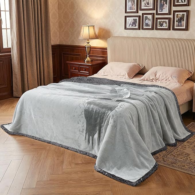 Catalonia Waterproof Blanket for Bed, Reversible Leakproof Throw | 60 x 80 Inch, Grey, Washable Protector Cover for Couch and Sofa, Stain Proof Blanket for Pets, Kids and Everyday Spills by Catalonia