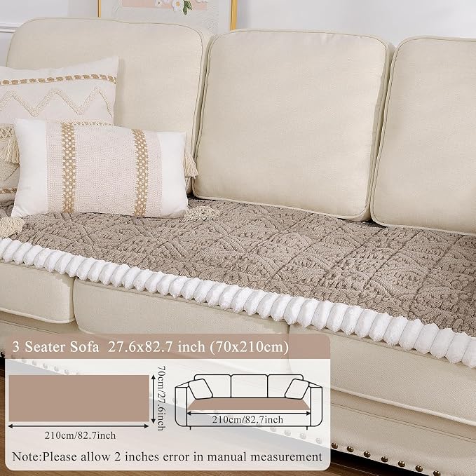 Coffee Pet Couch Cover for Dog, 27.6''x82.7'' Sofa Cover Protector | Washable Soft Non Slip Sofa Slipcover for 3 Cushion Couch, Fuzzy Sofa Pad Pet Friendly Dog Bed Mat for Couches - Image 7