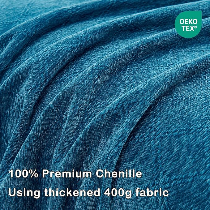 VANJOROY Boho Couch Sofa Cover for 3 Cushion Sectional Sofa L-Shape -Washable Chenille Couch Cover for Dogs Pets, Boho Couch Cover Protector Soft Blue Sofa Slipcovers with Tassel,91"x 134" - Image 9