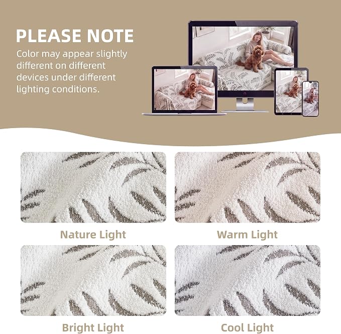 Couch Cover for Dogs Washable Sofa Cover, Sectional Couch Covers, Sofa Covers for 2 Cushion Couch, Non Slip Stripe Sofa Slipcovers Furniture Protector (Eucalyptus Brown 91x102) - Image 7
