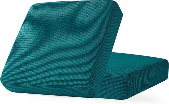 CHUN YI 2Piece Stretch Couch Cushion Covers, Sofa Seat Slipcovers for Pets, Suitable for Armchair Loveseat Sofa with Spandex Jacquard Washable Fabric (2Piece,Teal) - Image 4
