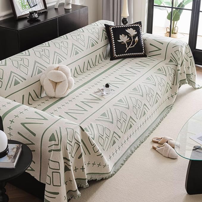 Soft Chenille Couch Cover for Dogs Washable,Extra Large Geometric Sofa Covers for 3 Cushion Couch,Pet Couch Slipcovers Protectors for Sofa,1 Piece All Season Cover Blanket Green 71"×134" - Image 7