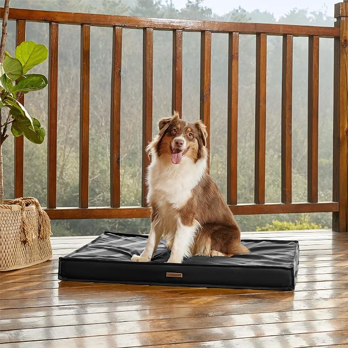 LE SURE Outdoor Waterproof Dog Beds Medium Size,Orthopedic Pet Mat,30x20In | Crate Pad for Dogs with Oxford Fabric Surface,Removable Washable Cover,Egg Foam Kennel Pads,Non slip Bottom,Black - Image 5