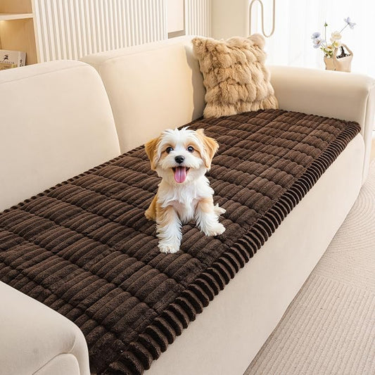MEETSKY Couch Covers for 3 Cushion Sofa Pet Friendly, Non Slip Couch Cover for Dogs Washable, Soft Sofa Covers Couch Protector Covers, Dog Mat for Couches, Chocolate, 27.6" x 82.7" by MEETSKY