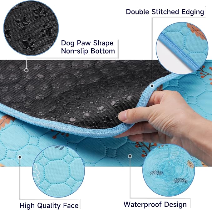 Sunheir 2 Pack Washable Guinea Pig Pee Pads, 24" x 48" Waterproof Reusable Guinea Pig Cage Liners, Absorbent Bedding Training Mat for Small Animal Guinea Pigs Rabbit Bunny Hamster - Sky Blue - Image 2