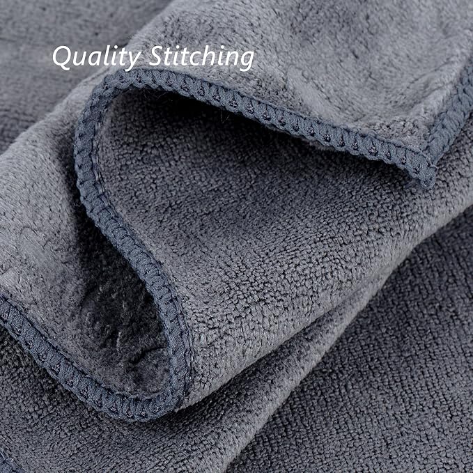 JML Oversized Microfiber Bath Towels, 30" x 60", 4 Pack, Grey Floral, | Hanging Loop, Soft, Absorbent, Quick Dry for Shower, Sauna, Salon Hair Wrap - Image 6