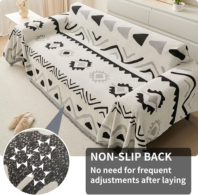 HAOMAIJIA Non Slip Couch Cover Sofa Covers for 3 Cushion Couch Washable sectional Couch Covers for Dogs pet Furniture Protector Couch Cover Blanket for Living Room (My-Black, 71"x134") - Image 2