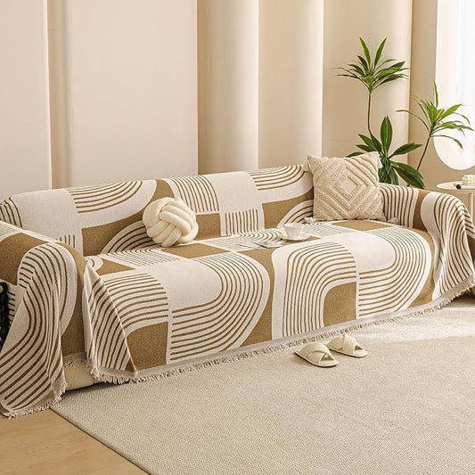 Sofa Blanket and Couch Covers for Dogs - Scratch-Resistant Chenille Protector, Anti-Slip Modern Furniture Shield, Washable All-Season 71"x134",Khaki by Unknown