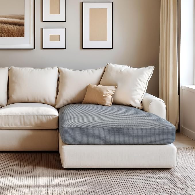 Hokway Stretch Chaise Cover Individual Couch Cushion Slipcovers Reversible Cushion Protector Slipcovers Sofa Cushion Protector Covers (Chaise Cover, Lightgrey) - Image 8