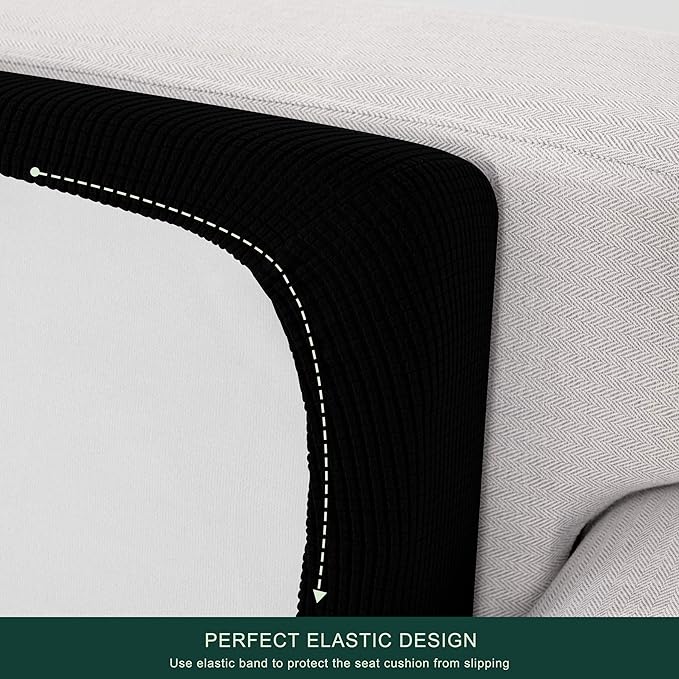 CHUN YI Stretch Chair Couch Cushion Cover for Armchair, Individual Sofa Seat Cushion Covers for Chairs, Slipcover Replacement with Spandex Jacquard Fabric(Small,Black) - Image 5