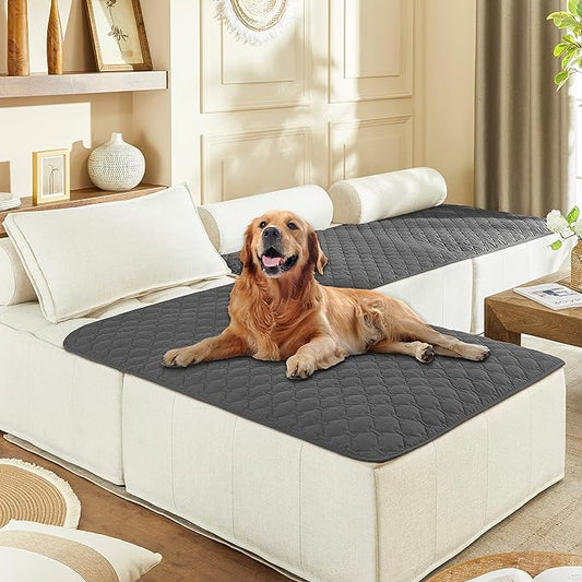 gogobunny 100% Double-Sided Waterproof Dog Bed Cover Pet Blanket Sofa Couch Furniture Protector for Puppy Large Dog Cat, Reversible (40x50 Inch (Pack of 1), Dark Grey/Light Grey) by gogobunny