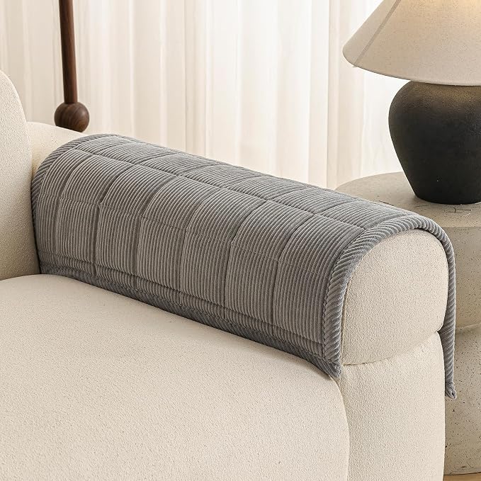 Velvet Couch Covers for Sectional Sofa Washable, Non-Slip L Shaped Sectional Couch Cover, Soft Pet Couch Covers for Sofas, Furniture Slipcovers for Single Sofa(1PC,35"x35",Light Grey) - Image 3