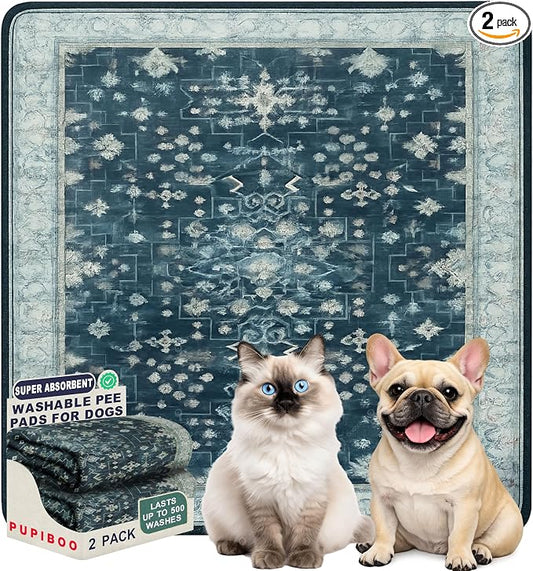 PUPIBOO Washable Pee Pads for Cats & Dogs - Super Absorbent Reusable Cat Litter Mat & Puppy Training Pad - 100% Waterproof, Leak-Proof & Non-Slip Whelping Pads for Pet Housebreaking by PUPIBOO