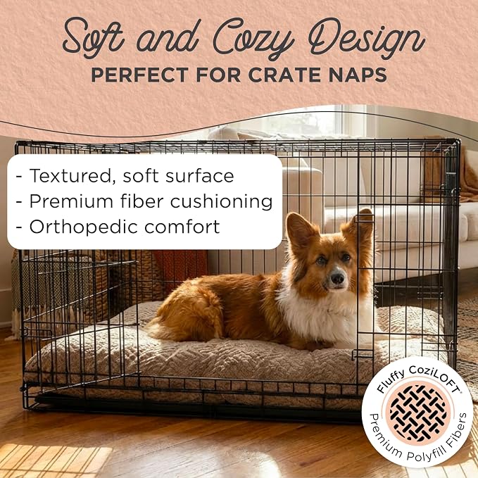 Best Friends by Sheri Comfy Crate Sleeper Mat – Plush Low-Pile Dog Bed, 36" x 24", Large & XL Crates, Up to 70 lb Dogs, Machine Washable, Cross Section Pattern, Mushroom - Image 2