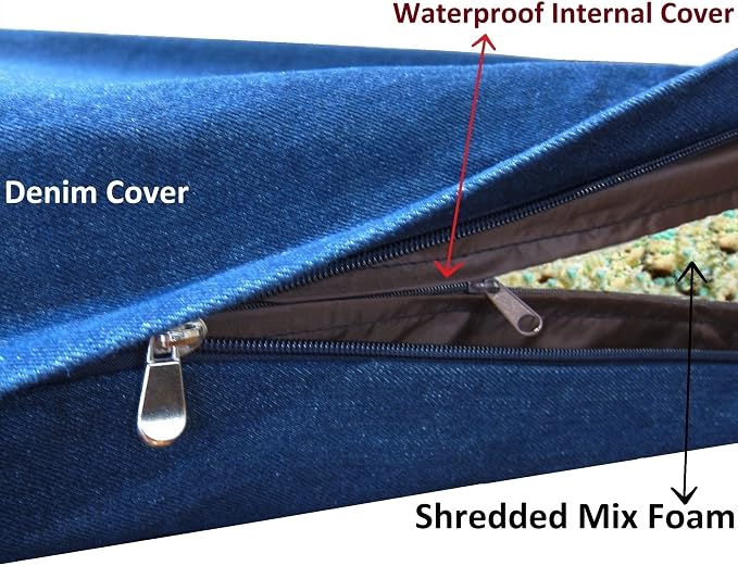 Dogbed4less Large Memory Foam Dog Bed Pillow with Orthopedic Comfort, Waterproof Liner and Washable Durable Pet Bed Denim Cover 41"X27", Blue - Image 6