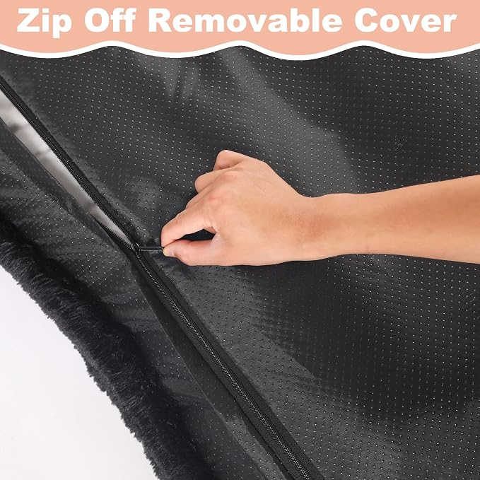 Bedfolks Plush Dog Crate Pad, Washable Dog Kennel Bed, Faux Fur, 17"x12", Black - Image 4