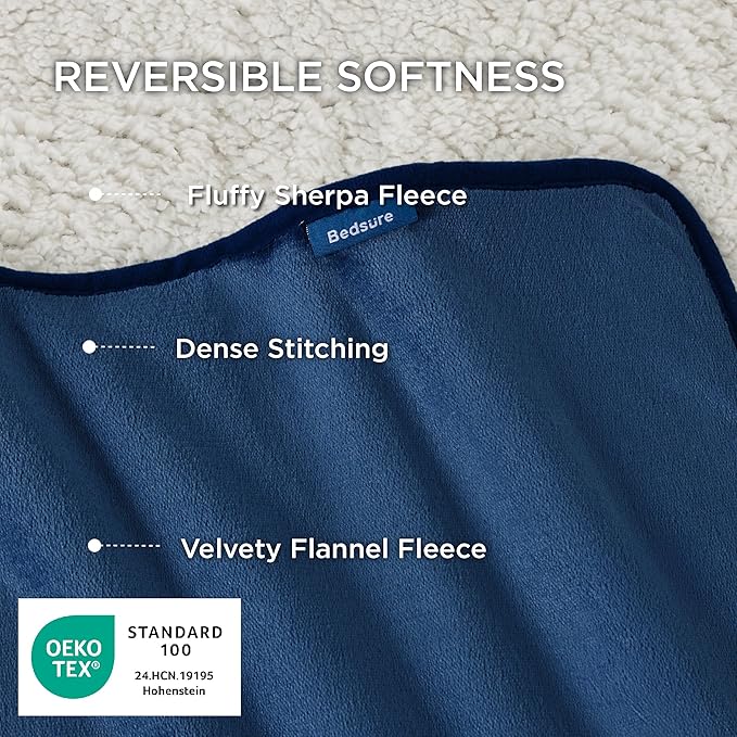 Bedsure Waterproof Dog Blankets for Small Dogs Soft Cat Blanket Warm,25X35 | Washable Plush Sherpa Fleece Puppy Blanket for Couch Protector, Reversible Cozy Calming Throw for Pet Indoor,Blue - Image 3