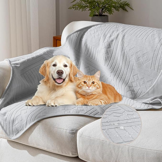 Waterproof Recliner Chair Cover - Washable Double-Sided Velvet and Pattern Reversible Cover for Couch, Bed, Car and Sofa Protection for Dogs, 30x40in/Light Grey by YUEANG