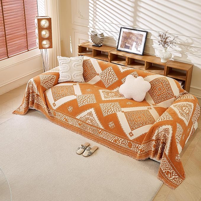 ROOMLIFE Couch Cover 3 Cushion Sofa, Washable Non Slip Furniture Sofa Protector Cover, Soft Chenille Sofa Slipcovers Sectional L Shape Dogs Couch Cover Throw Blanket with Tassels 71''X134'' - Image 4