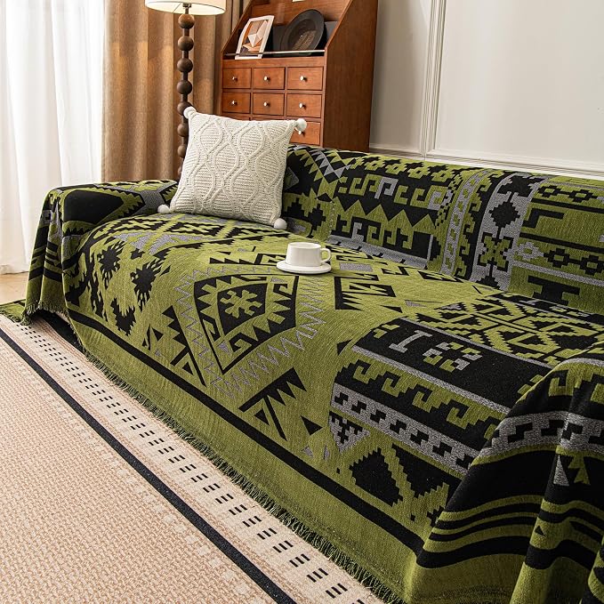 ROOMLIFE Couch Cover 3 Cushion Sofa, Washable Non Slip Furniture Sofa Protector Cover, Soft Chenille Sofa Slipcovers Sectional L Shape Dogs Couch Cover Throw Blanket with Tassels 71''X150'' - Image 6