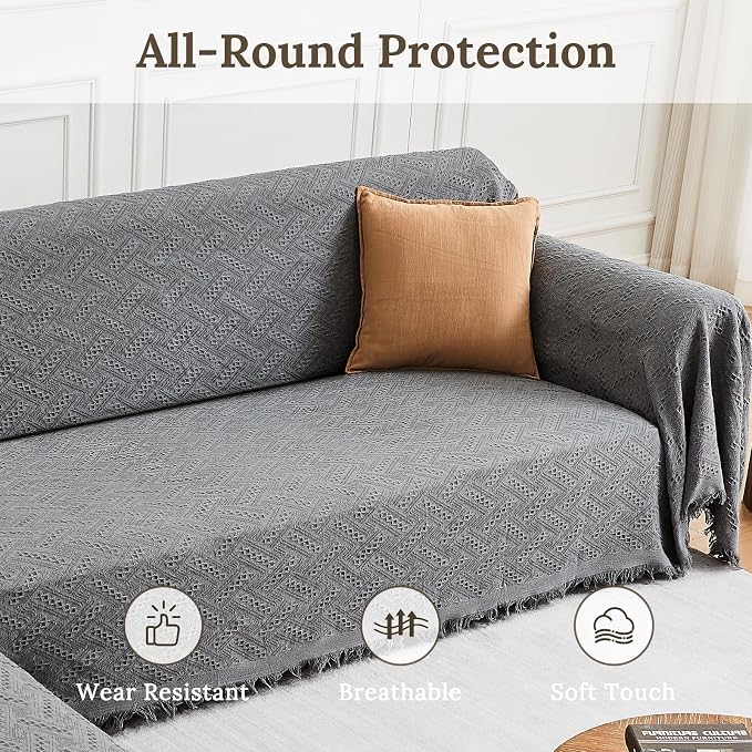 HOMERILLA 2 Piece Sectional Couch Cover for L Shape Sofa Dark Grey XXXL | Washable Fabric, Anti-Pet Hair, Stain & Wear Resistant, Multiuse Sofa Blanket Protector, Pet Friendly Easy Installation - Image 3