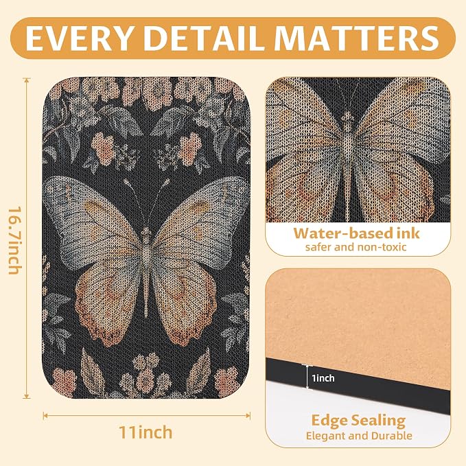 2 Pack Cat Wall Scratcher, Art Cat Scratching Board for Cats | Wall Mounted Cat Scratch Pad, Water-Based Ink, Hook&Loop Strips, Floor or Wall Use, 16.7x11x1 Inch, Owl & Butterfly - Image 2
