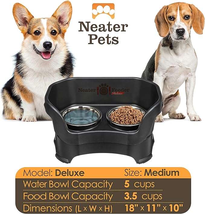 Neater Pet Brands Neater Feeder Deluxe Mess Proof Dog Bowls Elevated for Medium Dogs 19-40 lbs, Made in USA, No Spill Raised Dog Food Bowl Stand Feeding Station, Food and Water Bowl Set, Black - Image 4