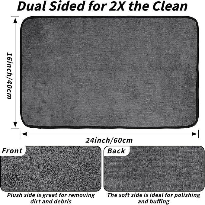 20 Pack Microfiber Towels for Cars, 24" x 16" Dual-Sided Car Drying Towel | 400 GSM Highly Absorbent, Lint-Free Microfiber Cleaning Cloths for Scratch-Free Drying, Detailing, Buffing, Polishing Cars - Image 2