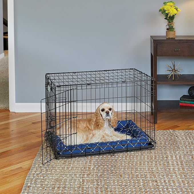 Midwest Homes for Pets 40230-BLD Quiet Time Couture Ashton Bolster Pet Bed, Medium Dog/30, Blue - Image 2