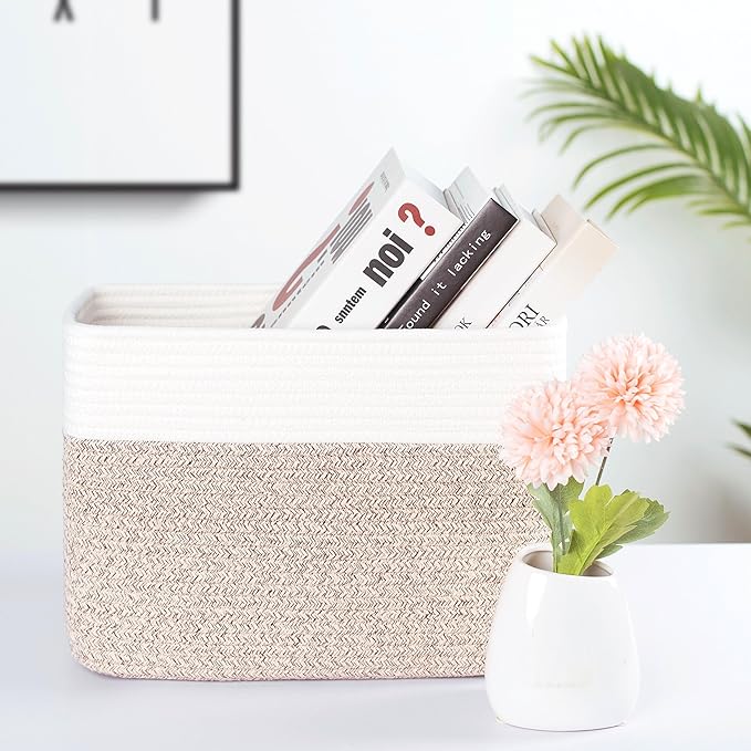 MINTWOOD Design 3-Pack Storage Baskets for Shelves, Playroom and Classroom Basket, Book Decorative Cube Bins, Woven Closet Organizers, Baby Nursery Baskets, Light Brown - Image 2