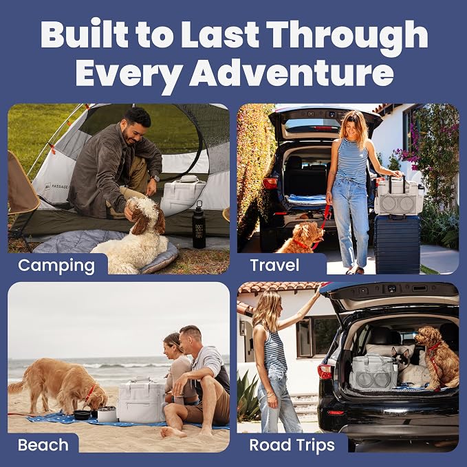 Rubyloo Original Doggy Bag™ Dog Travel Bag for Supplies with Travel Bowls | 2 BPA-Free Collapsible Bowls, 2 Pet Food Containers, TSA-Ready, Road Trips, Camping, Weekend Getaways, Doggy Gift, Beige - Image 4