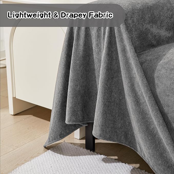 MEETSKY Couch Cover for 3 Cushion Sofa Washable, Cat Scratch Proof Sofa Covers, Furniture Protector L Shape Sofa Slipcovers Soft Sectional Couch Covers for Dogs, 71" x 134", Grey - Image 5