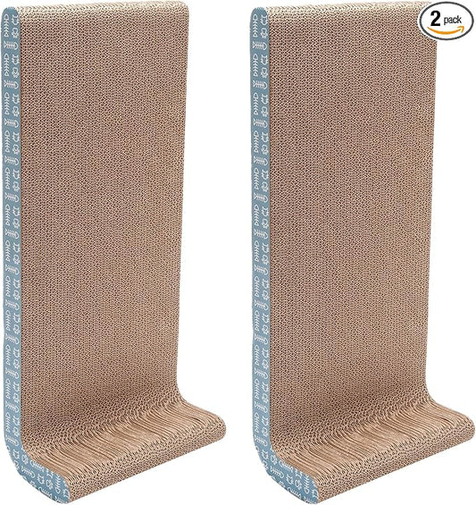 Furhaven 2-Pack Scratching Boards w/ Catnip & Wall-Mounting Hooks for Indoor Cats, Reversible - Wall-Mounted Corrugated Cat Scratchers - Seaglass, Wide/2-Pack by FurHaven