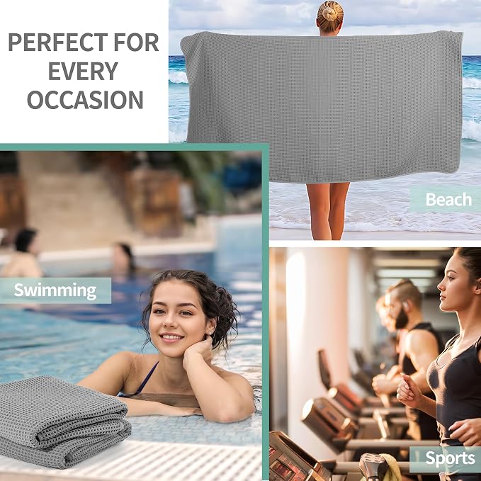 Microfiber Waffle Bath Towels, 4 Pieces, Soft, Absorbent, Fast Drying, Lint Free 430 GSM (27''x55''/68.58 cm x139.7 cm) - Image 7