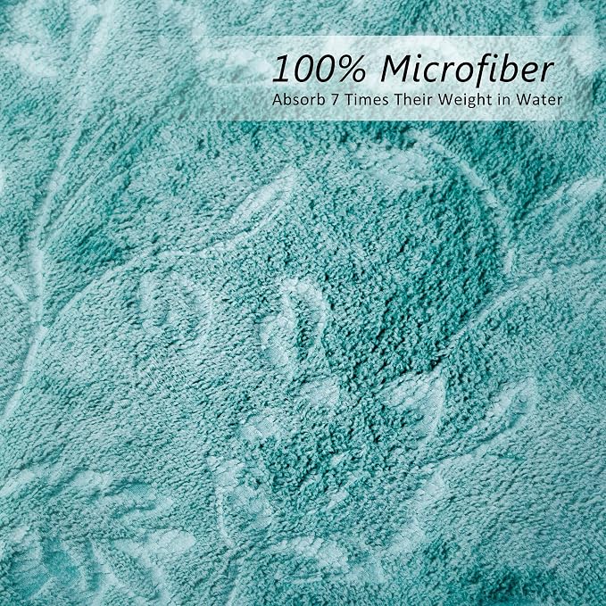 JML Microfiber Bath Towels, 30" x 60", 6 Pack, Green-Floral | Oversized, Soft, Super Absortbent, Fast Drying, Multipurpose Use for Sports, Fitness, Yoga - Image 3